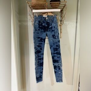 Frame Denim Le High Skinny Tie Dye Jeans Dark and Light Blue Size 24